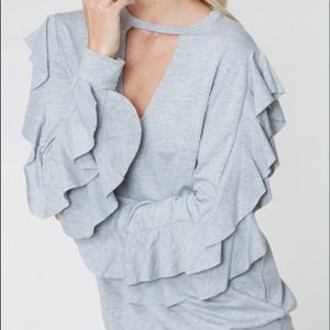 Fantastic Fawn long sleeve ruffle keyhole neck top